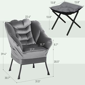 Set Moderno di Poltrona a Dondolo e Poggiapiedi in Tessuto Grigio con Tasche Laterali, Sedia Relax per Soggiorno e Camera da Letto - Product Image 3