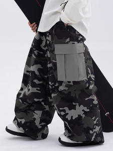 Pantalon de ski/snowboard pour homme, nouvelle collection, haute qualité, imperméable 10 000 mm, en tissu Power Stretch, grande taille, noir, coupe ample et jambe large - Product Image 6