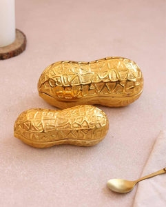 Juego de 2 bandejas de lujo doradas de aluminio con forma de cacahuete, platos decorativos para aperitivos, cuencos para frutos secos, para mesa de alta gama - Product Image 2