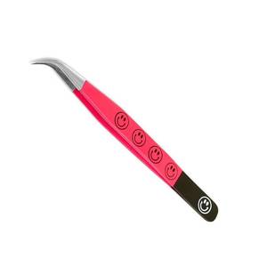 แหนบต่อขนตา Morje Surgical Pink Smile Face ปลายโค้งสแตนเลสสตีล ขนาด 10 มม. สำหรับต่อขนตา - Product Image 1