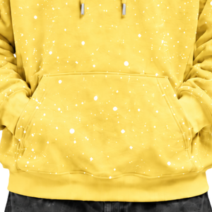 เสื้อฮู้ดผู้ชายพิมพ์ลายจุดสีเหลือง ผ้าฟลีซหนานุ่ม ทรงโอเวอร์ไซส์ สไตล์สตรีทแวร์ มีเชือกผูกฮู้ดและกระเป๋าจิงโจ้ - Product Image 5
