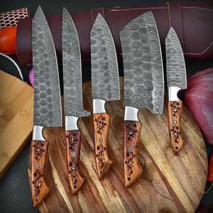 High Quality 5 PCS Professional <b>Kitchen</b> <b>Knife</b> Set With Damascus Steel Blade and Custom Handle <b>Kitchen</b> <b>Knife</b> Set For Hot Sale - Product Image 4