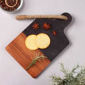 Planche à découper en marbre naturel et bois d'acacia OEM ODM avec rainure pour les jus - Product Image 1
