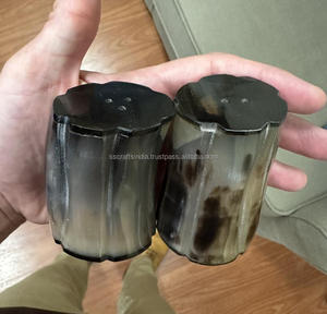 Juego de Salero y Pimentero de Cuerno de Buey Estilo Antiguo Europeo, Color Natural Pulido, Apto para Lavavajillas, Decoración para el Hogar, Hoteles y Uso Religioso - Product Image 4