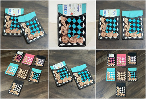 Cartera de Cuero Hecha a Mano de Lujo con MOQ Bajo, Personalizada, con Diseño a Cuadros, Delgada, para Tarjetas de Crédito, sin Cierre - Product Image 3