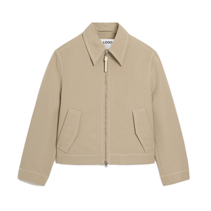 Giacca da <span class=keywords><strong>uomo</strong></span> personalizzata in tela di cotone con zip, stile bomber minimalista, abbigliamento da lavoro, casual, streetwear, opzione OEM private label - Product Image 1