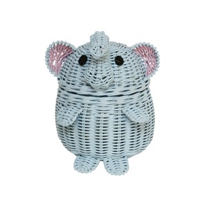 Cesta de Mimbre Tejida a Mano de Color Azul Claro con Tapa, Ecológica, para Guardar Juguetes en la Habitación de los Niños, Cesta Decorativa para Ropa de Bebé - Product Image 1
