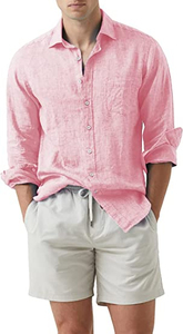 Camisa de Vestir de Lino de Manga Larga para Hombre, Corte Entallado, con Cuello Clásico, Transpirable y Antiarrugas, Ropa de Verano - Product Image 4