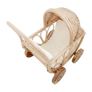 Poussette de poupée en rotin pour enfants, adorable poussette de poupée vintage en osier, poussette de luxe pour poupées, fabriquée au Vietnam - Product Image 2