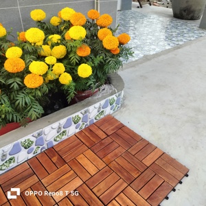 Hermosa cubierta de madera de acacia con enclavamiento a prueba de agua 30X30X2.4 cm Diseño de parquet cuadrado Bloqueo doble Clic para cepillado al aire libre - Product Image 5