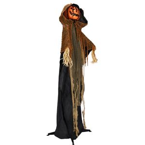 Decorazioni di Halloween a grandezza naturale da 1,77 m: Animatronici di zucca e fantasma per esterni con effetti sonori spaventosi per decorazioni per feste - Product Image 4