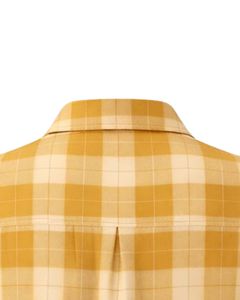 Mustard Yellow And Plaid Womens Short Sleeve Button Up Shirt Casual Summer Lightweight Breathable <b>Checkered</b> <b>Top</b> With Pocket - Product Image 3