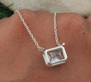 Collar con Colgante de Plata de Ley 925, Chapado en Platino, Estilo Vintage, Delicado, Brillante, Minimalista, Joyería Fina, Unisex - Product Image 4