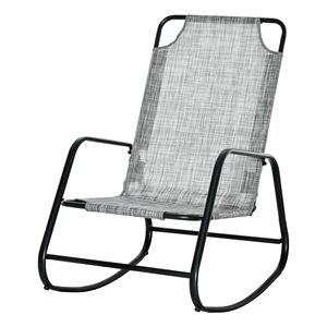Sedia a dondolo da esterno e interno con logo personalizzato, in tessuto grigio e marrone - Product Image 1