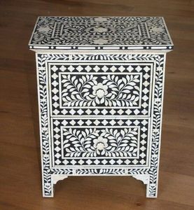 Modern Handcrafted Bone Inlay Rectangle Art <b>Bedside</b> <b>Table</b> for Home Decoration-Environment-Friendly High Quality - Product Image 1