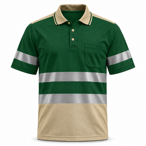 Camiseta Polo de Trabajo Reflectante para Hombre, Marca Privada, Manga Corta, Dos Tonos, Bolsillo en el Pecho, Bandas Plateadas, Uniforme para Trabajadores de Transporte y Carreteras - Product Image 1