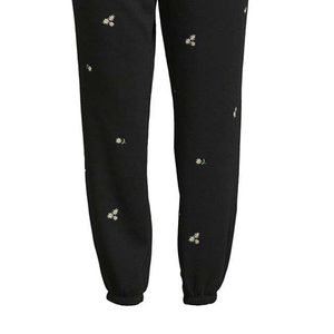 New Arrival OEM Custom Design Embroidery Printing Women's Clothing Pants <b>Trousers</b> 100% Cotton <b>Drawstring</b> Waist Black <b>Trousers</b> - Product Image 5