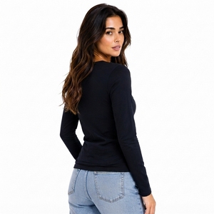 Camiseta Clásica de Manga Larga para Mujer, Superventas, Suave y Transpirable, Ropa para Uso Diario con Marca Personalizada, Directo de Fábrica - Product Image 5