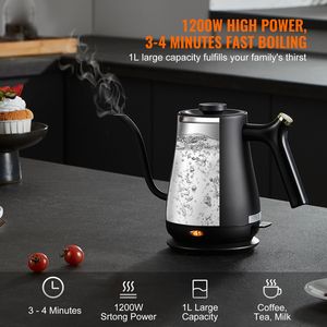Bollitore Elettrico a Collo d'Oca da 1L, 1200W, Riscaldamento Rapido, Acciaio Inossidabile 304 per Alimenti, per Caffè/Tè e Acqua Calda - Product Image 2