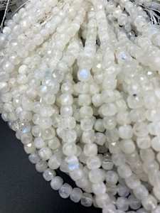 Cuentas de Piedra Lunar Natural, Forma de Cubo Facetado, Hermosa Piedra Lunar Blanca con Destello Azul, Gema de Alta Calidad - Product Image 5