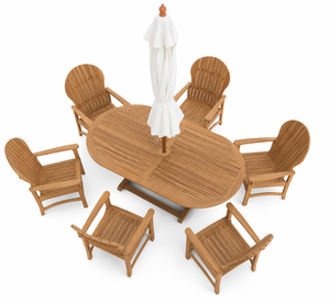 Modern Teak Wood Oval Outdoor Dining Set <b>Patio</b> Garden Furniture 6 Seater <b>Table</b> and Chairs for Resort Villa Hotel - Product Image 5