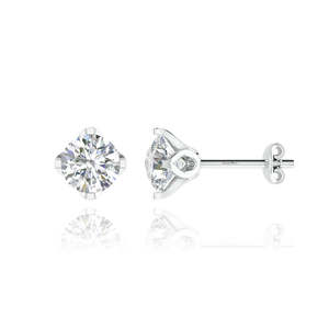 Boucles d'oreilles clous en diamant de laboratoire étincelant pour femme, luxe, or massif 14 carats, or blanc/jaune, diamant VVS2/VS1, pour mariage et anniversaire - Product Image 1