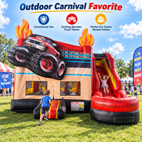 Château gonflable commercial Monster Truck avec toboggan, château gonflable personnalisé en PVC pour location de fête, carnaval en plein air
