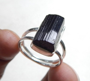 Bague Tourmaline noire en argent Sterling 925 cadeau d'anniversaire pour hommes et femmes bijoux bague en pierre de cristal faite à la main bague authentique - Product Image 6