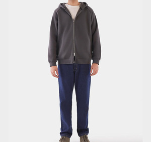 Custom Full Zip Hoodie for Men Soft <b>Fleece</b> Polyester/Cotton <b>Lined</b> Eco-Friendly Hooded <b>Jacket</b> OEM ODM Private Label Manufacturer - Product Image 2