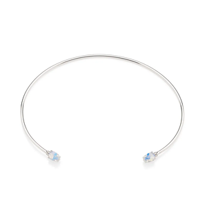 Minimalist <b>Silver</b> Plated <b>Choker</b> Necklace With Opal Bezel Setting For Daily Wear Unisex Fashion Jewelry - Product Image 2