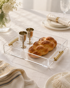 Bandeja de Servir de Acrílico Transparente con Asas de Metal, Bandeja Decorativa de Lucite para Mesa de Centro, Organizador de Perfumes y Joyas, Apta para Alimentos - Product Image 1