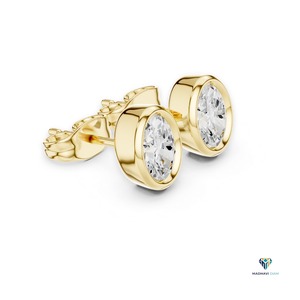 Yellow <b>Gold</b> Oval Lab Grown Diamond <b>Pendant</b> and Earring Set in 18K <b>Solid</b> <b>Gold</b>, 2.50 TCW Minimalist Bezel Jewelry Set - Product Image 4