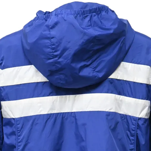 Veste coupe-vent à capuche rayée bleu et blanc unisexe, légère, imperméable, avec fermeture éclair, doublure en microfleece, vêtement d'extérieur - Product Image 5
