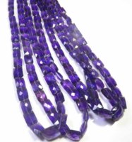 Perles facettées en améthyste de qualité supérieure, brin de 16,5 pouces, améthyste naturelle du Brésil, 7-11 mm, perles baguette violettes percées au centre, pour bricolage