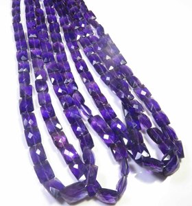 Cuentas facetadas de amatista de primera calidad, hilo de 16.5'' de amatista brasileña natural, cuentas baguette de 7-11mm con perforación central morada para bricolaje - Product Image 4