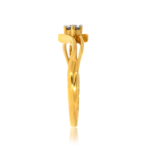 Elegante Anillo Bypass de Oro Amarillo de 14K con Diamante Solitario para Mujer, Anillo de Boda Minimalista, Regalo de Aniversario - Product Image 3