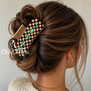 Low Price High Quality Hair Fashion Accessories Hand <b>Tooled</b> Leather New Design Custom Logo Acetate Hair Claw <b>Clip</b> for Women's - Product Image 1