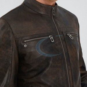 Veste en cuir pour homme KHIMASHAM INDUSTRY KI-LJ-18 pour l'hiver avec logo sur le devant, écologique et respirante, fermeture éclair - Product Image 4