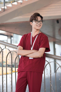 Custom Women's Medical <b>Scrub</b> <b>Set</b> with Embroidery Chest Pocket Stretch Spandex Nursing Uniform for Hospital & Salon Use - Product Image 1