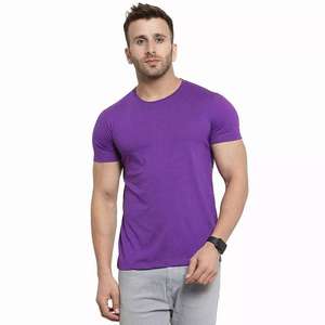 Camiseta de Punto Casual para Hombre, Cuello Redondo, Manga Corta, Ajustada, Color Morado - Product Image 6
