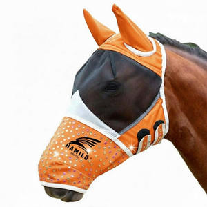 Masque anti-mouches respirant et confortable pour chevaux avec protection UV, élastique et doté de protections pour les oreilles et les yeux en maille - Product Image 2