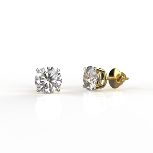 Freshwater Pearl Stud <b>Earrings</b> 18K Gold Plated Round Brilliant Diamond Claw Setting Women's Classic <b>Fine</b> Jewelry - Product Image 3