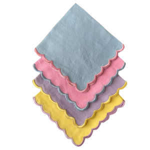Servilletas de Algodón Bordadas a Mano, Decoración Clásica de Mesa, Colores Pastel, Lavables a Máquina, Cuadradas, 10 Piezas, Borde Festoneado - Product Image 1