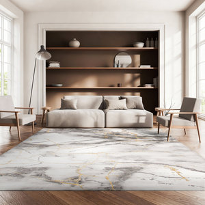 Alfombra Kilim Moderna de Poliéster con Tejido Plano |   Alfombra Floral de Bucle Tejida a Mano de Alta Calidad, Lavable, con Base de Yute, Tonos Marrón Beige - Product Image 1