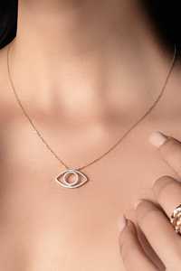 Evil Eye Round Lab Grown Diamond Pendant <b>Necklaces</b> Pave Set Lobster Clasp Minimalist Luxury 17 In <b>Chain</b> Wholesale 14K Solid Gold - Product Image 6