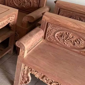 Ensemble de canapés traditionnels en bois massif Huong, sculptés à la main, pour villa, hôtel, salon, Vietnam - Product Image 2