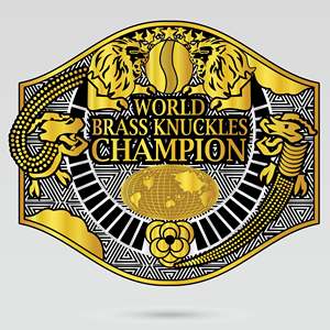 Ceinture de champion de lutte intercontinental, sangle noire, plaques métalliques en laiton et zinc doré sur quatre côtés, personnalisable, détails complexes - Product Image 3