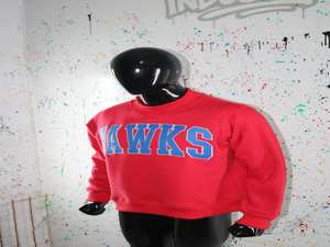 Sudadera HAWKS RED con cuello alto, 100% azul cielo, con apliques bordados, cuello ancho, CLUSH SPORTS - Product Image 3