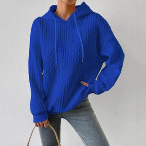 Sudadera con Capucha Negra Extra Grande para Mujer, Tejida, de Color Sólido, con Mangas Largas y Bolsillos, para Otoño - Product Image 3