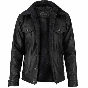 เสื้อแจ็คเก็ตหนังเชอร์ปาสีดำ - Product Image 1